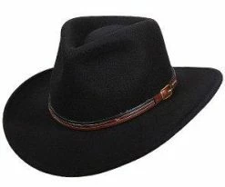Down Under - Scala DF146 Black Crushable Wool Felt Outback Hat
