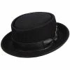 Debonair - Scala DF149 Black Crushable Wool Felt Porkpie Hat Men