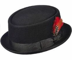 Scala WF572 Black Wool Felt Porkpie Hat Men