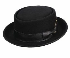 Debonair - Scala DF149 Black Crushable Wool Felt Porkpie Hat Men