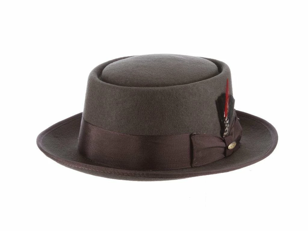 New ๐ Legato - Scala WF509 Black Wool Felt Porkpie Hat Men โค๏ธ 8 Legato - Scala WF509 Black Wool Felt Porkpie Hat Men