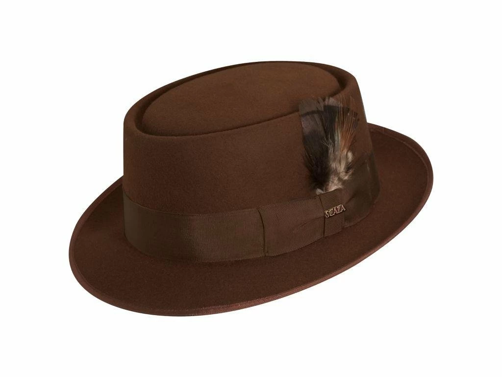 New ๐ Legato - Scala WF509 Black Wool Felt Porkpie Hat Men โค๏ธ 11 Legato - Scala WF509 Black Wool Felt Porkpie Hat Men