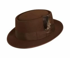 New ๐ Legato - Scala WF509 Black Wool Felt Porkpie Hat Men โค๏ธ 14 Legato - Scala WF509 Black Wool Felt Porkpie Hat Men