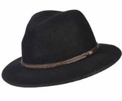 Men Explorer - Scala DF161 Black Crushable Wool Felt Safari Hat