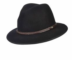 Men Explorer - Scala DF161 Black Crushable Wool Felt Safari Hat