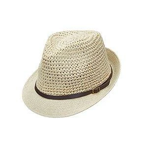 Brand new ⌛ Scala LT200 Natural Crocheted Toyo Straw Fedora Hat Men ⌛ 6 Scala LT200 Natural Crocheted Toyo Straw Fedora Hat Men