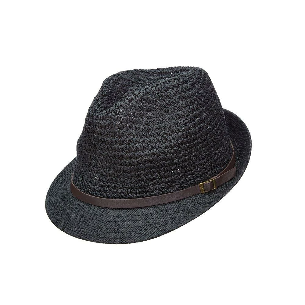 Brand new ⌛ Scala LT200 Natural Crocheted Toyo Straw Fedora Hat Men ⌛ 2 Scala LT200 Natural Crocheted Toyo Straw Fedora Hat Men