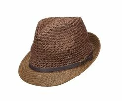 Brand new ⌛ Scala LT200 Natural Crocheted Toyo Straw Fedora Hat Men ⌛ 8 Scala LT200 Natural Crocheted Toyo Straw Fedora Hat Men
