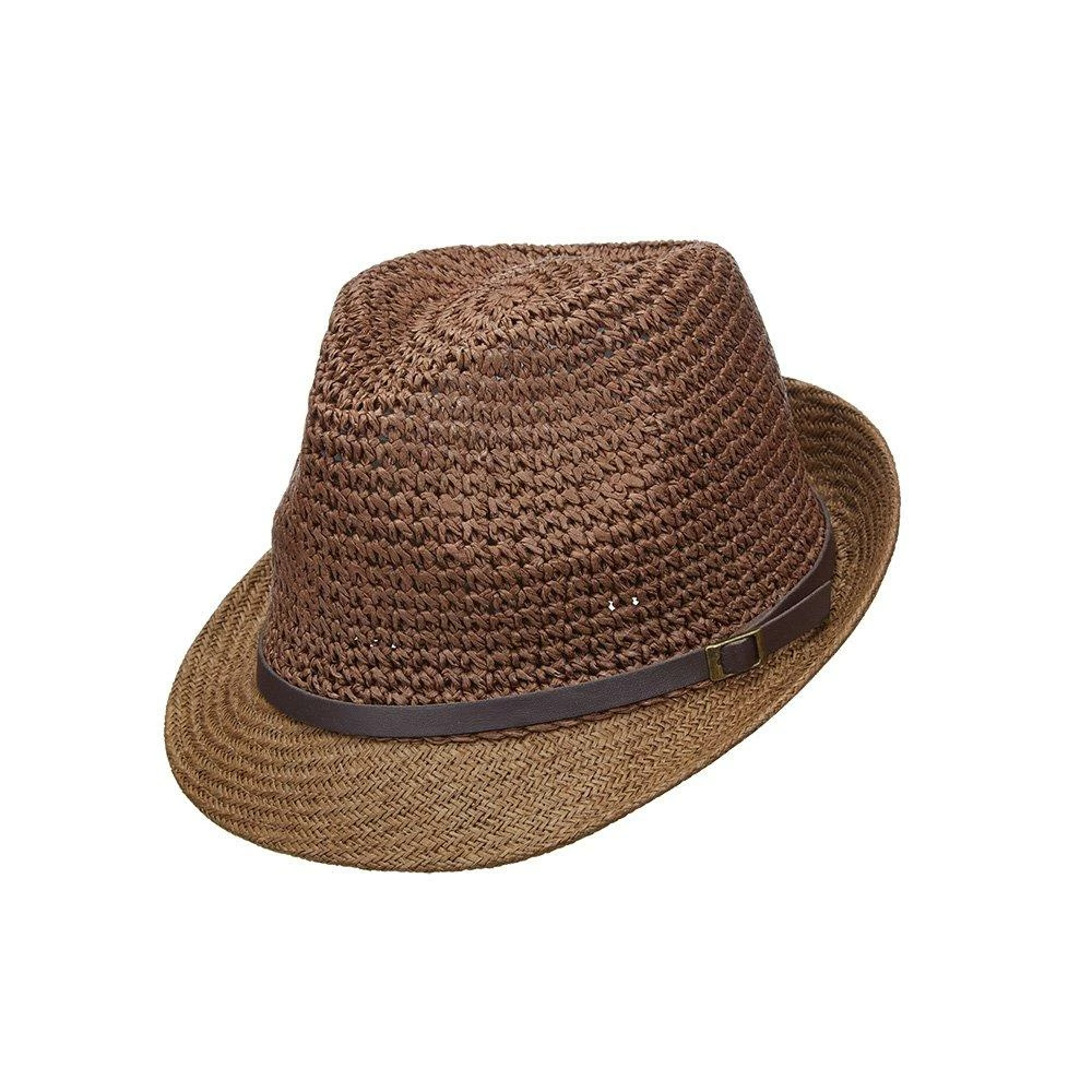 Brand new ⌛ Scala LT200 Natural Crocheted Toyo Straw Fedora Hat Men ⌛ 3 Scala LT200 Natural Crocheted Toyo Straw Fedora Hat Men