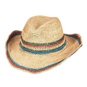 Scala LR679OS Light Colored Crocheted Raffia Straw Western Hat Men