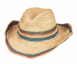 Scala LR679OS Light Colored Crocheted Raffia Straw Western Hat Men