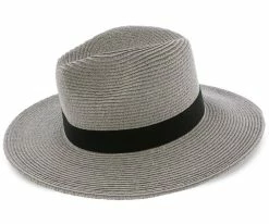 Sunnydale - Scala Grey 100% Raffia Straw Fedora Hat