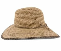 Sun Baked - Scala LR509OS Tea Fine Crocheted Raffia Straw Wide Brim Hat Men
