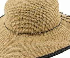 Sun Baked - Scala LR509OS Tea Fine Crocheted Raffia Straw Wide Brim Hat Men