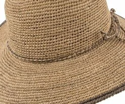 Sun Baked - Scala LR509OS Tea Fine Crocheted Raffia Straw Wide Brim Hat Men