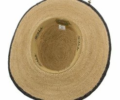 Sun Baked - Scala LR509OS Tea Fine Crocheted Raffia Straw Wide Brim Hat Men