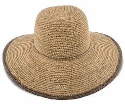 Sun Baked - Scala LR509OS Tea Fine Crocheted Raffia Straw Wide Brim Hat Men