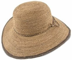 Sun Baked - Scala LR509OS Tea Fine Crocheted Raffia Straw Wide Brim Hat Men