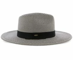 Sunnydale - Scala Grey 100% Raffia Straw Fedora Hat