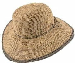 Sun Baked - Scala LR509OS Tea Fine Crocheted Raffia Straw Wide Brim Hat Men