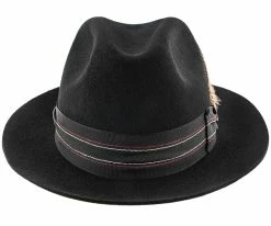 Men Artemis - Stacy Adams SAW624 Ivory Wool Felt Snap Brim Fedora Hat