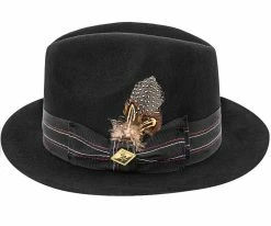 Men Artemis - Stacy Adams SAW624 Ivory Wool Felt Snap Brim Fedora Hat