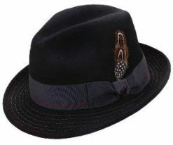 Stacy Adams SAW630 Grey Wool Felt Crushable Fedora Hat Men