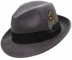 Stacy Adams SAW630 Grey Wool Felt Crushable Fedora Hat Men