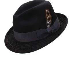 Stacy Adams SAW630 Grey Wool Felt Crushable Fedora Hat Men