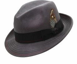 Stacy Adams SAW630 Grey Wool Felt Crushable Fedora Hat Men