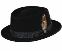 Men Stacy Adams SAW625 Chocolate Wool Felt Porkpie Hat
