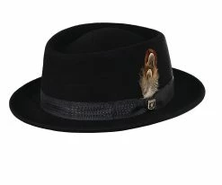 Men Stacy Adams SAW625 Chocolate Wool Felt Porkpie Hat