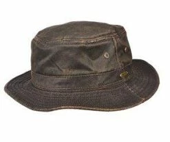 Stetson STW218 Brown Weathered Cotton Bucket Hat Men