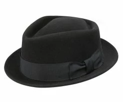 Honey Badger - Stetson Black Wool Felt Fedora Hat - TWHBDG Men