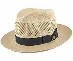 Men Aviator - Stetson 150th Anniversary Benchmark Panama Straw Fedora Hat - TSAVTR