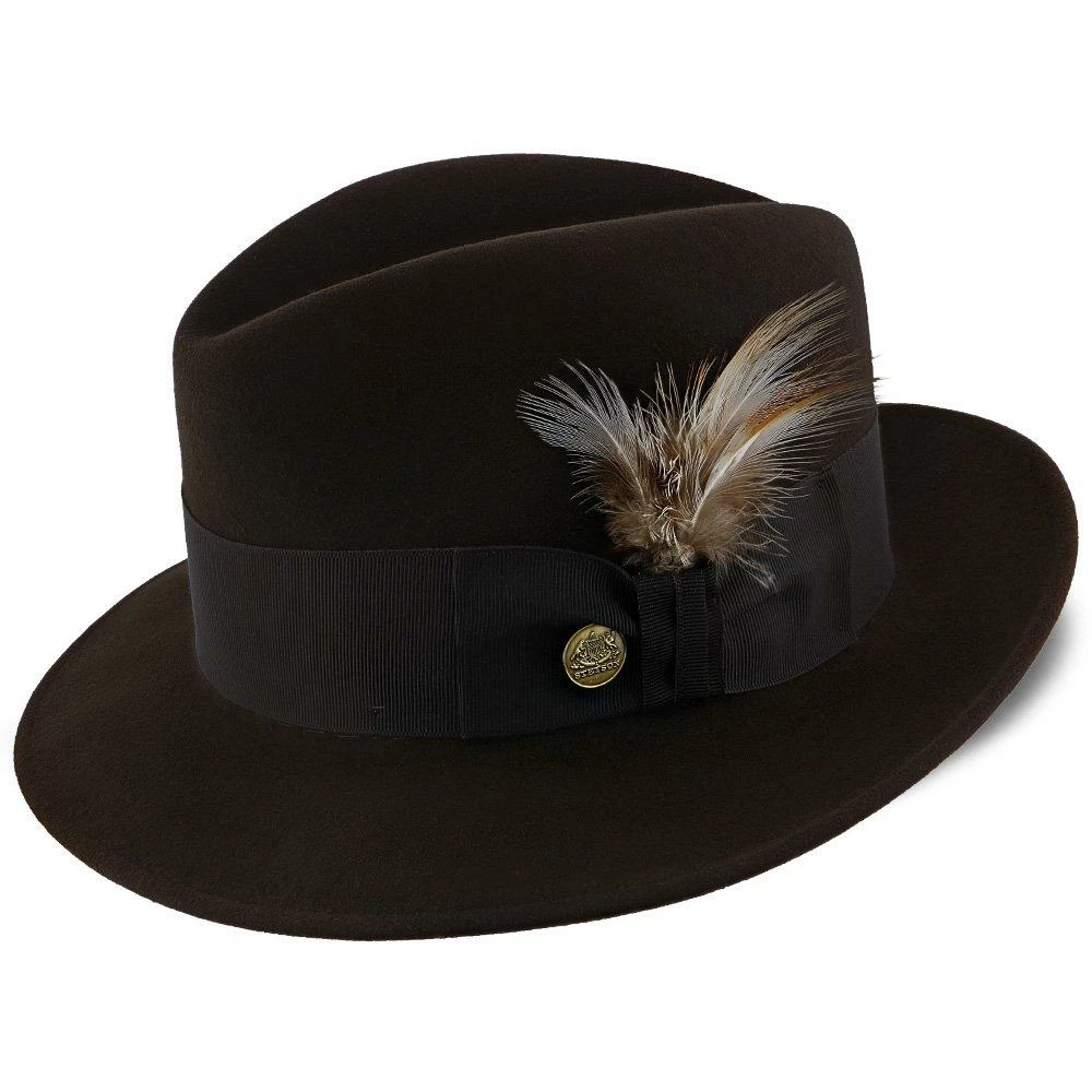 Budget ✨ Men Saxon - Stetson Fur Felt Fedora Hat - TFSAXN ✔️ 4 Men Saxon - Stetson Fur Felt Fedora Hat - TFSAXN