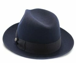Men Stetson Frederick Wool Felt Fedora Hat - TWFRDK