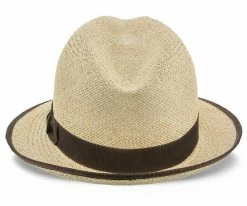 Men Twisted Runabout - Stetson Natural Twisted Panama Fedora Hat (Brown Band) - TSTRUNN