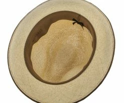 Men Twisted Runabout - Stetson Natural Twisted Panama Fedora Hat (Brown Band) - TSTRUNN