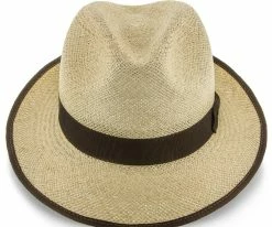 Men Twisted Runabout - Stetson Natural Twisted Panama Fedora Hat (Brown Band) - TSTRUNN