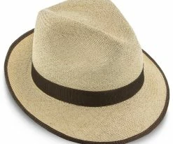 Men Twisted Runabout - Stetson Natural Twisted Panama Fedora Hat (Brown Band) - TSTRUNN