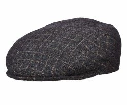 Men Dewdropper - Stetson STW229 Black Quilted Wool Blend Ivy Cap W/ Microfleece Earlaps - Made In Italy