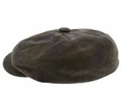Men Birmingham - Stetson STW199 Brown Weathered Leather Newsboy Cap