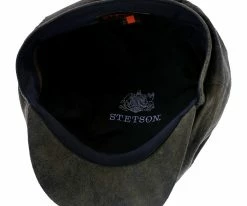 Men Birmingham - Stetson STW199 Brown Weathered Leather Newsboy Cap