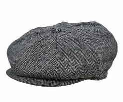 Stetson STW201 Grey Wool Blend Herringbone Newsboy Cap Men