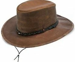 Men Crater - Stetson Leather Outback Hat