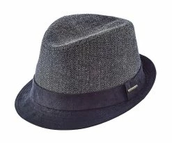 Men Kravitz - Stetson Black Wool Blend Trilby Fedora Hat- STW181