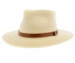 Sunbody Men Fine Palm Tear Drop Fedora - Natural Hand Woven Fine Guatemalan Palm Hat