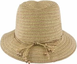 Best Sale โ Men Tommy Bahama TBWL34 Gold Paper Braid Fedora Hat ๐ 12 Men Tommy Bahama TBWL34 Gold Paper Braid Fedora Hat