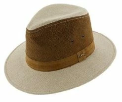 Men The Lure - Tommy Bahama TBW228 Natural Cotton/Leather Safari Hat